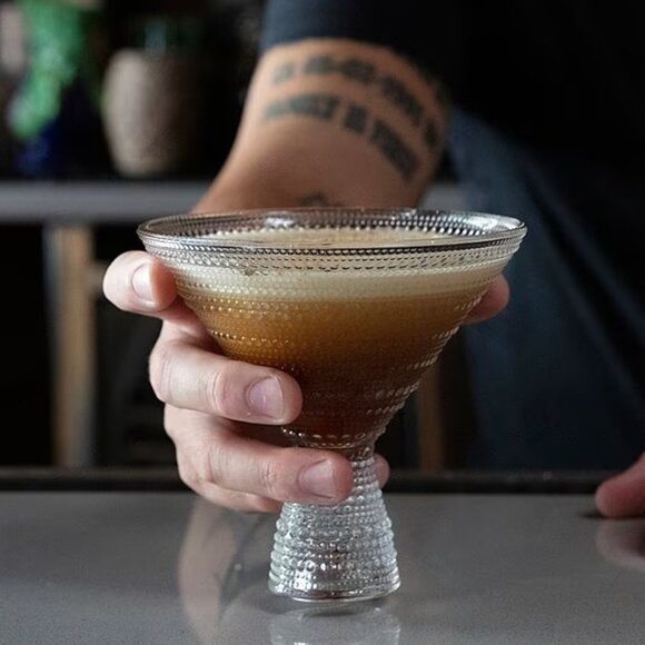 Fortessa Jupiter Beaded Hobnail Clear Martini Glass, Set of 2, New Year Party - Picture 6 of 6